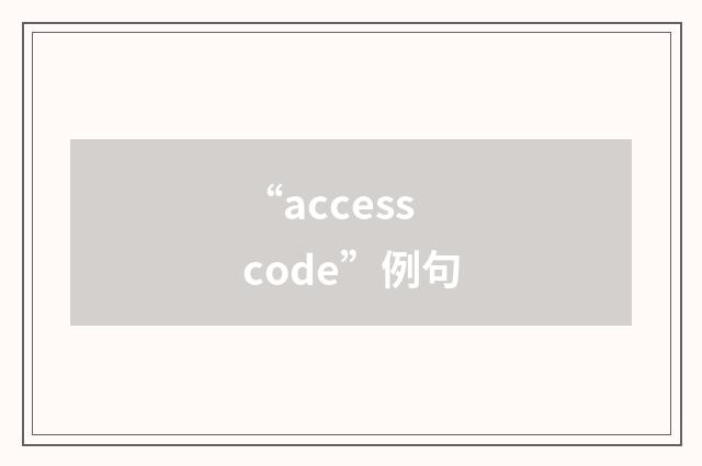 “access code”例句
