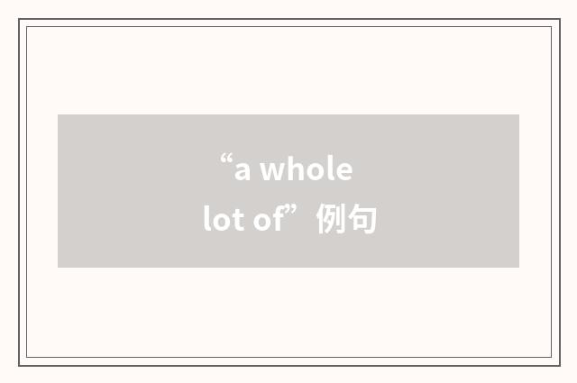 “a whole lot of”例句