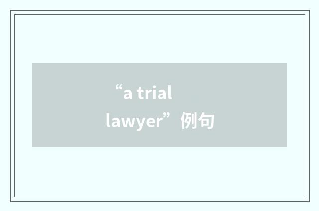 “a trial lawyer”例句