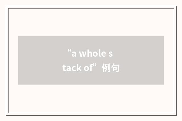 “a whole stack of”例句