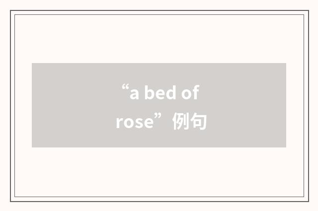 “a bed of rose”例句