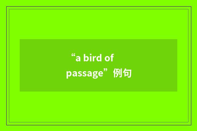 “a bird of passage”例句