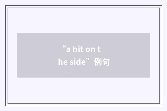 “a bit on the side”例句