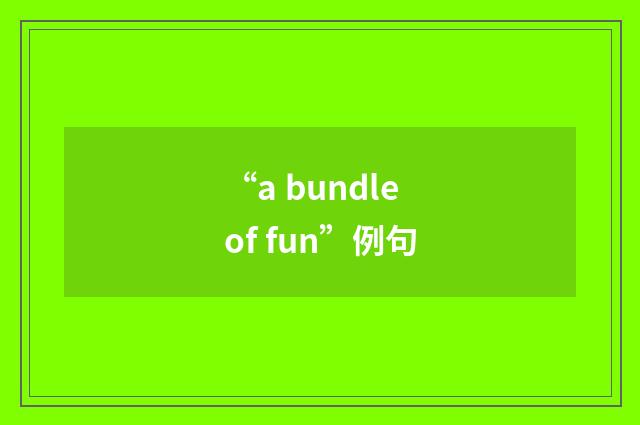 “a bundle of fun”例句