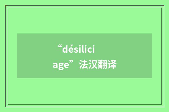 “désiliciage”法汉翻译