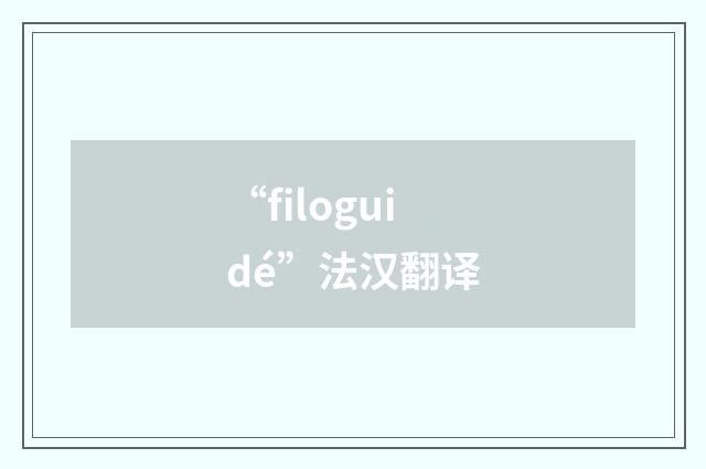 “filoguidé”法汉翻译