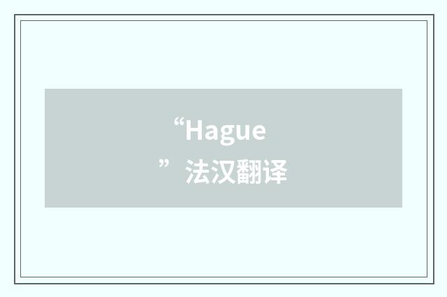 “Hague”法汉翻译