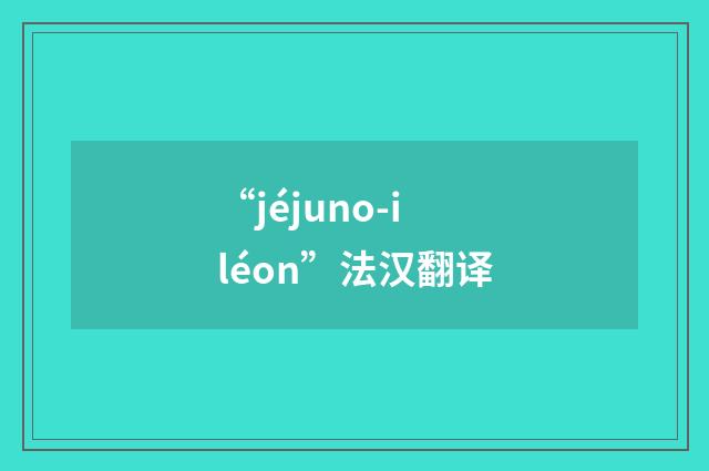 “jéjuno-iléon”法汉翻译