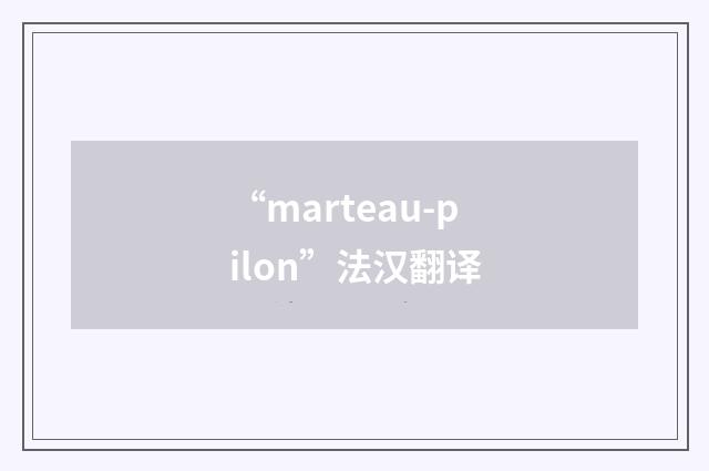 “marteau-pilon”法汉翻译