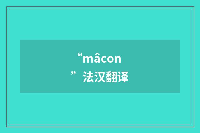 “mâcon”法汉翻译