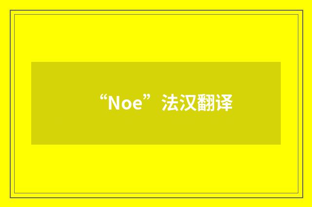 “Noe”法汉翻译