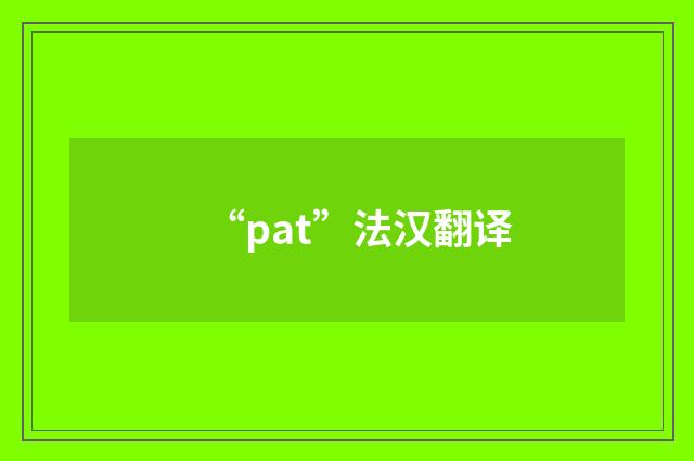 “pat”法汉翻译