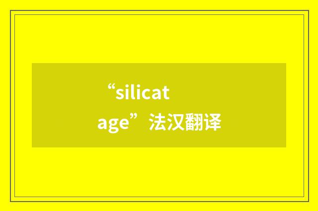 “silicatage”法汉翻译