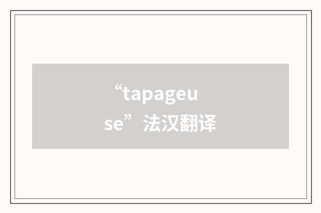 “tapageuse”法汉翻译