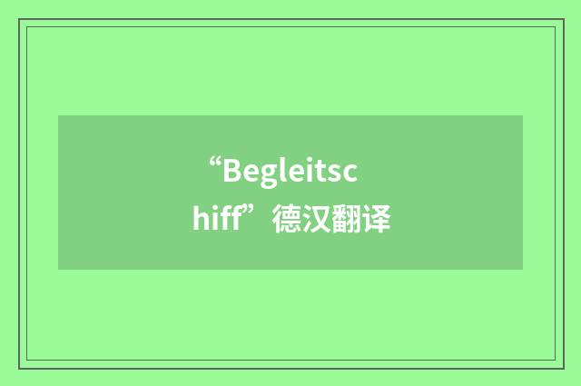 “Begleitschiff”德汉翻译