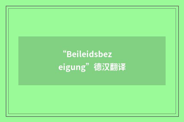 “Beileidsbezeigung”德汉翻译