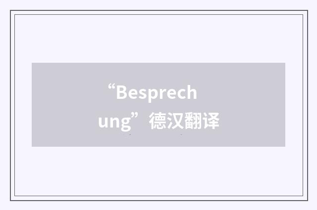 “Besprechung”德汉翻译