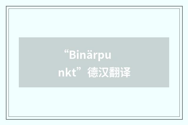 “Binärpunkt”德汉翻译