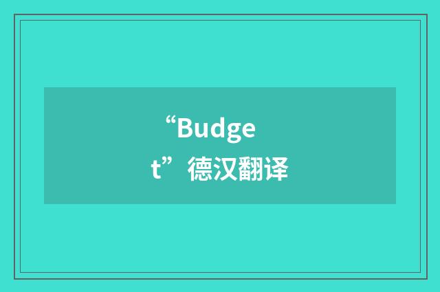 “Budget”德汉翻译