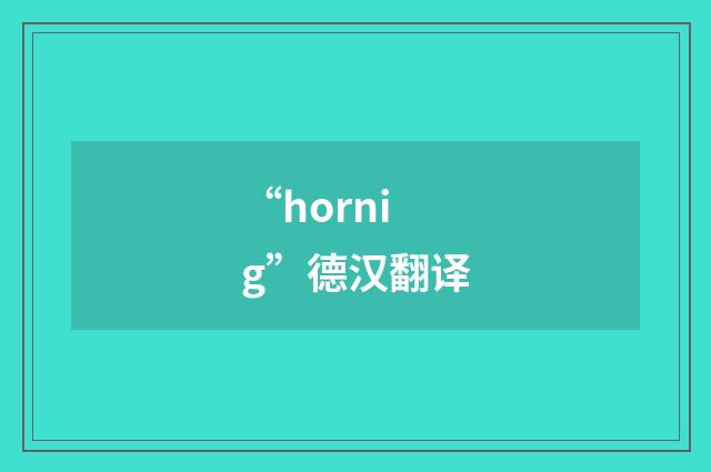 “hornig”德汉翻译