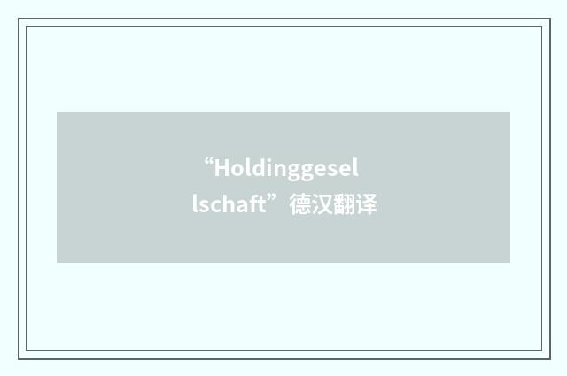 “Holdinggesellschaft”德汉翻译