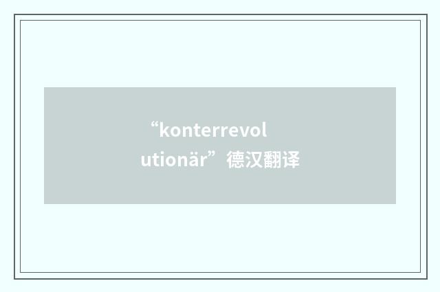 “konterrevolutionär”德汉翻译