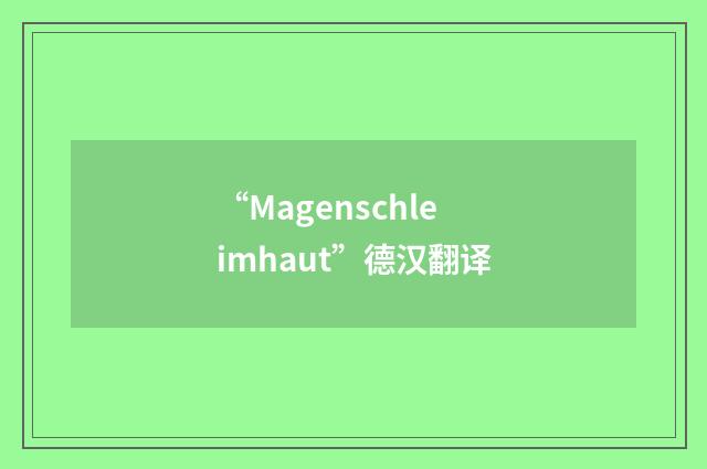 “Magenschleimhaut”德汉翻译