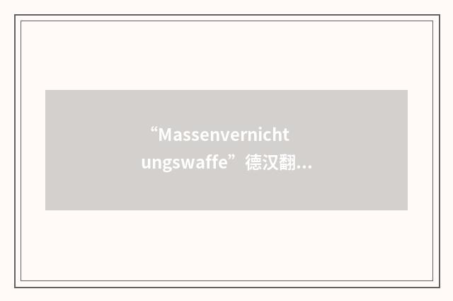“Massenvernichtungswaffe”德汉翻译