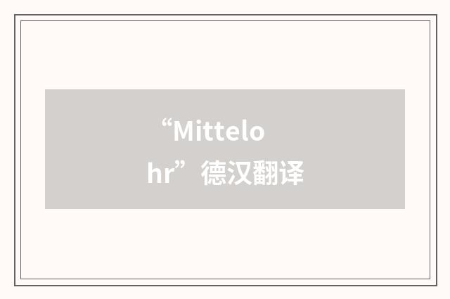 “Mittelohr”德汉翻译