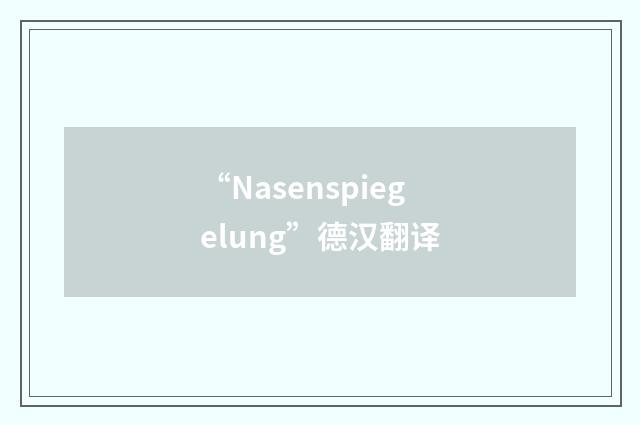 “Nasenspiegelung”德汉翻译
