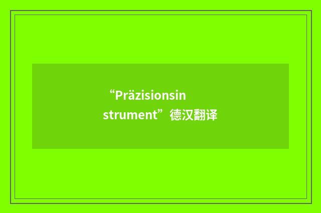 “Präzisionsinstrument”德汉翻译