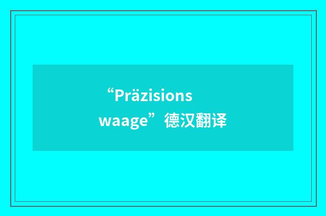 “Präzisionswaage”德汉翻译