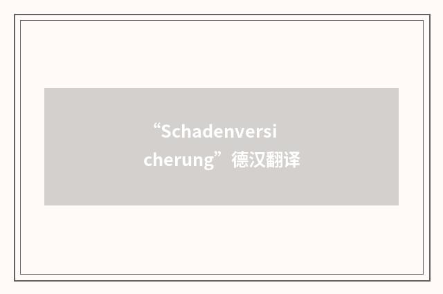 “Schadenversicherung”德汉翻译