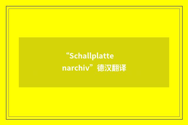 “Schallplattenarchiv”德汉翻译