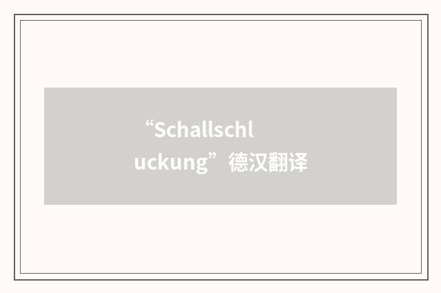 “Schallschluckung”德汉翻译