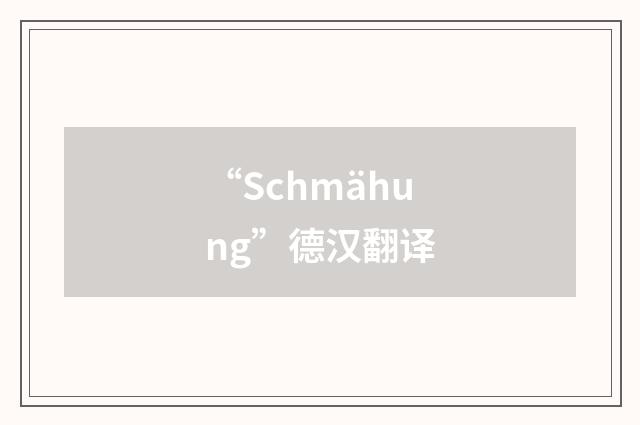 “Schmähung”德汉翻译