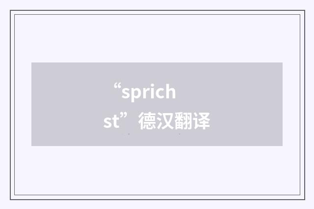 “sprichst”德汉翻译