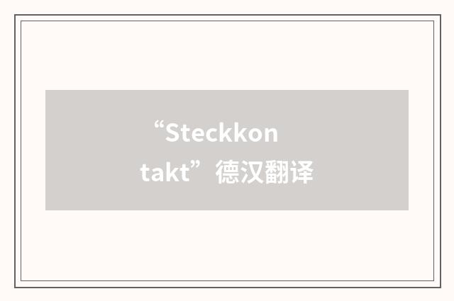 “Steckkontakt”德汉翻译