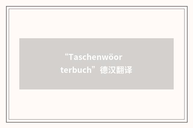 “Taschenwöorterbuch”德汉翻译