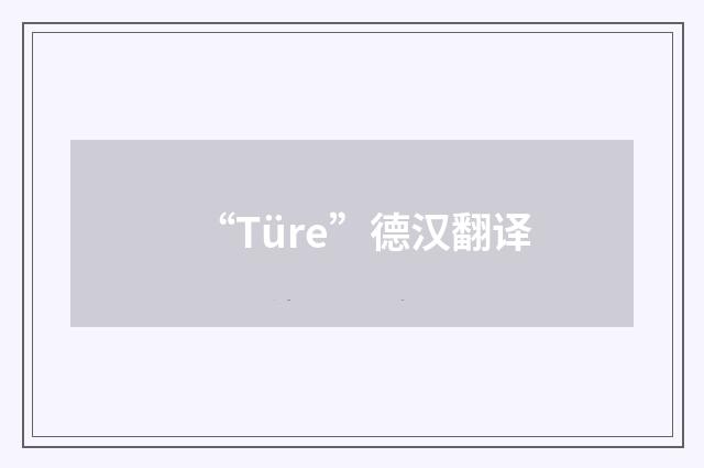 “Türe”德汉翻译