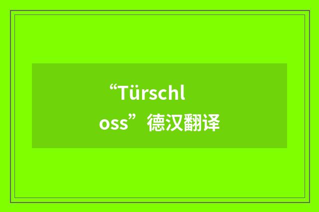 “Türschloss”德汉翻译