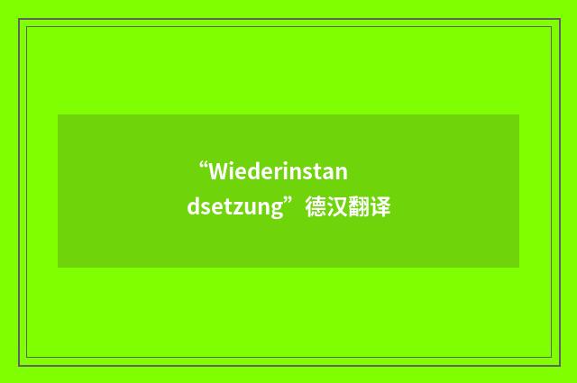 “Wiederinstandsetzung”德汉翻译