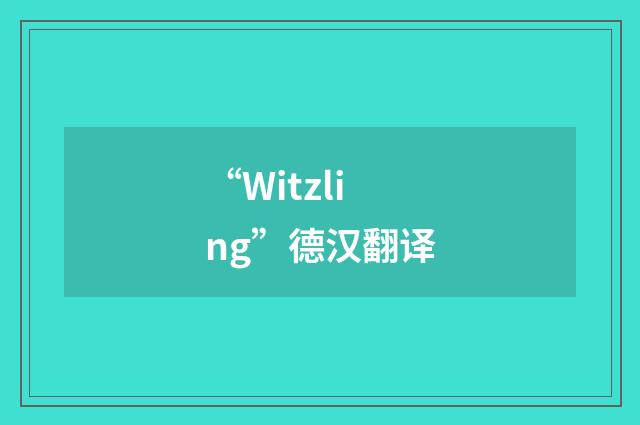 “Witzling”德汉翻译
