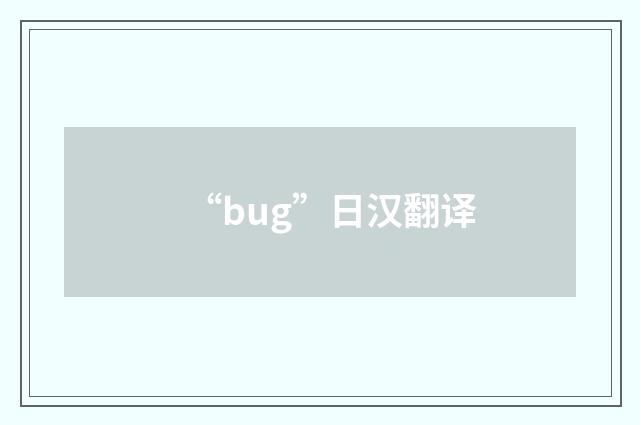 “bug”日汉翻译