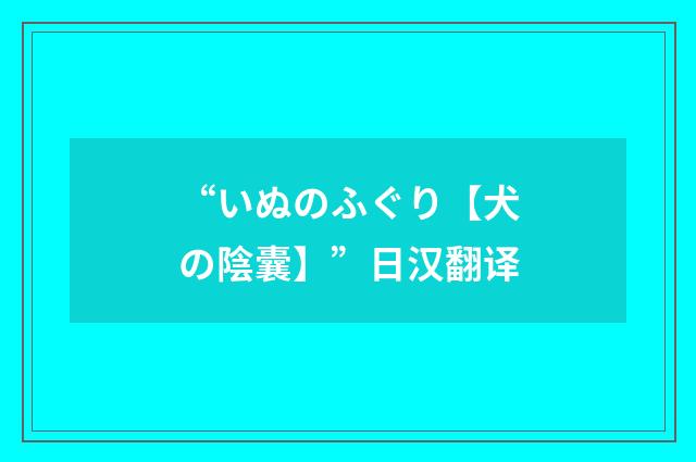 “いぬのふぐり【犬の陰囊】”日汉翻译
