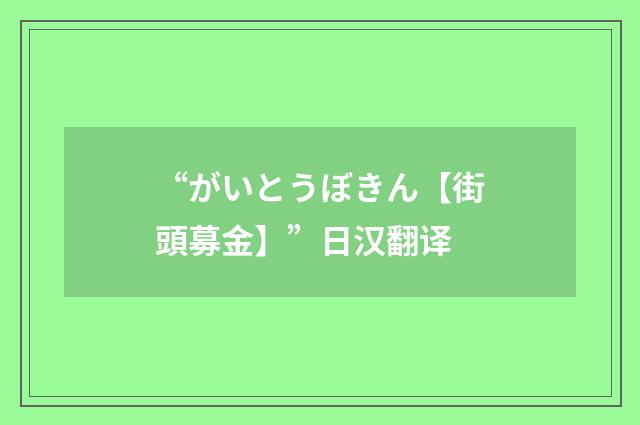 “がいとうぼきん【街頭募金】”日汉翻译