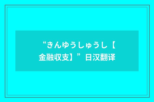 “きんゆうしゅうし【金融収支】”日汉翻译