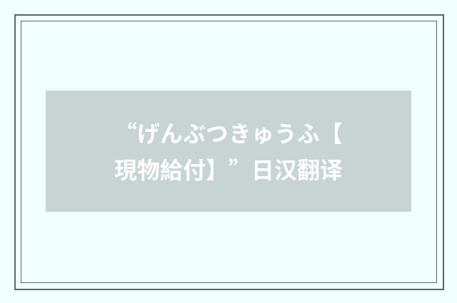 “げんぶつきゅうふ【現物給付】”日汉翻译