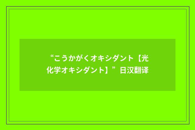 “こうかがくオキシダント【光化学オキシダント】”日汉翻译