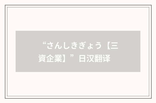 “さんしきぎょう【三資企業】”日汉翻译